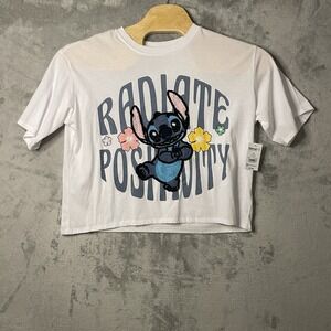 Disney Stitch Crochet Women's  XL‎ 15-17 White T-shirt Radiate Positivity